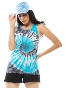 LAPPEN FASHION Abstract Dyed Sleeveless Cotton Tank Top