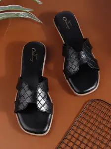 CHINRAAG Women Textured Open Toe Flats