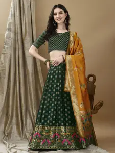 LADY SHOPI Art Silk Jacquard Ready to Wear Lehenga & Unstitched Blouse With Dupatta