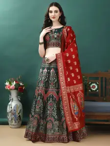 JULEE Floral Woven Design Ready to Wear Lehenga & Unstitched Blouse With Dupatta