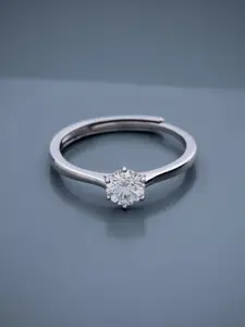 Kushal's Fashion Jewellery White Rhodium-Plated Ethnic 92.5 Pure Silver Finger Ring