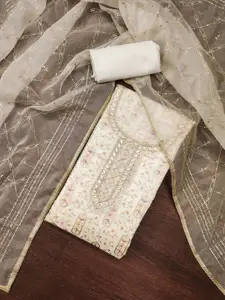 KALINI Embellished Organza Unstitched Dress Material