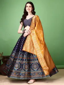 A TO Z CART Woven Design Zari Ready to Wear Lehenga & Unstitched Blouse With Dupatta