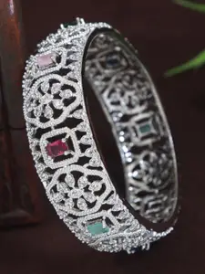 SGA FASHION Silver-Plated American Diamond-Studded Bangle