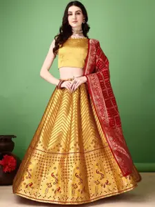A TO Z CART Woven Design Zari Ready to Wear Lehenga & Unstitched Blouse With Dupatta