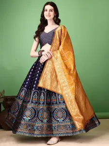 LADY SHOPI Floral Woven Design Ready to Wear Lehenga & Unstitched Blouse With Dupatta