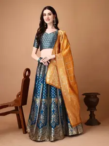 A TO Z CART Woven Design Zari Ready to Wear Lehenga & Unstitched Blouse With Dupatta