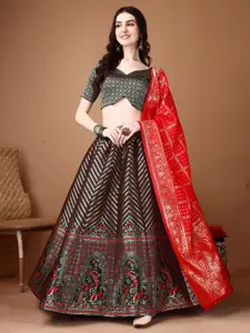 JULEE Floral Woven Design Ready to Wear Lehenga & Unstitched Blouse With Dupatta