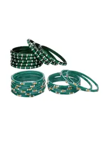 Somil Stylish Glass & Fancy Bangle/Kada Set- green & Redium, Combo Of 2 Set