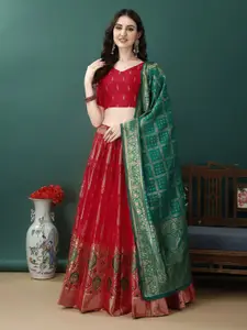 JULEE Ready to Wear Jacquard Lehenga & Unstitched Blouse With Dupatta