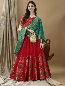 JULEE Ready to Wear Jacquard Lehenga & Unstitched Blouse With Dupatta