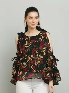 Raabta Fashion Women Floral Printed Bell Sleeve Georgette Top
