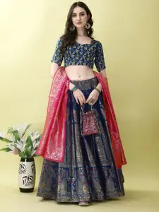 JULEE Ready to Wear Jacquar Lehenga & Unstitched Blouse With Dupatta