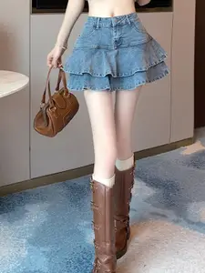 StyleCast Tiered Pure Cotton Mini Skirt