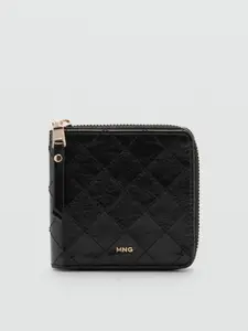 MANGO Women Quilted Zip Around Wallet
