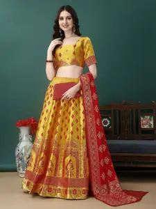 JULEE Floral Woven Design Ready to Wear Lehenga & Unstitched Blouse With Dupatta