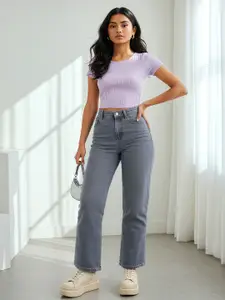 glitchez Women Wide Leg Heavy Fade Pleated Jeans