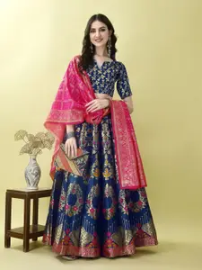 JULEE Ready to Wear Jacquard Lehenga & Unstitched Blouse With Dupatta