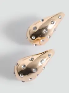 MANGO Teardrop-Shaped Stone-Studded Studs Earrings