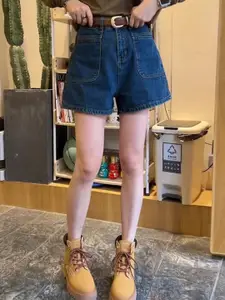 StyleCast Women Loose Fit High-Rise Denim Shorts