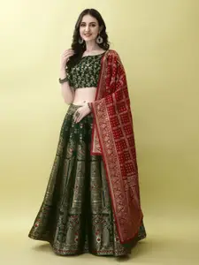 A TO Z CART Woven Design Zari Ready to Wear Lehenga & Unstitched Blouse With Dupatta