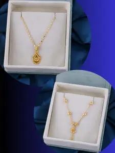 DressBerry Combo of 2 Elegant Gold-Plated Pendant Necklaces