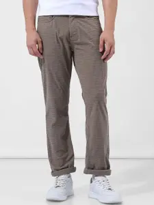 The Indian Garage Co Men Textured Straight Fit Regular Trousers