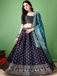 JULEE Floral Woven Design Ready to Wear Lehenga & Unstitched Blouse With Dupatta