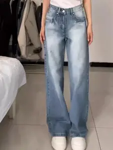 StyleCast Women Comfort High-Rise Wide Leg Heavy Fade Stretchable Jeans