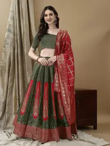 LADY SHOPI Floral Woven Design Ready to Wear Lehenga & Unstitched Blouse With Dupatta