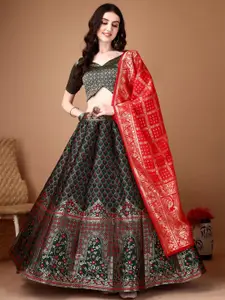 JULEE Ready to Wear Jacquard Lehenga & Unstitched Blouse With Dupatta