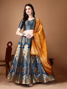 A TO Z CART Woven Design Zari Ready to Wear Lehenga & Unstitched Blouse With Dupatta