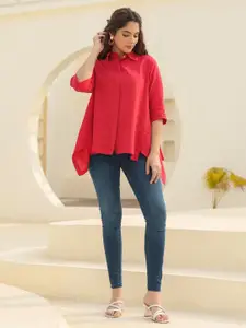 Rain & Rainbow Women Shirt Collar Cotton Top