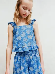 Mango Kids Girls Floral Printed Smocked Regular Shorts