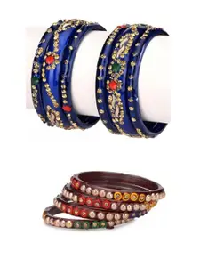 Somil Fashionable Glass Bangles/Kada Set  Combo of 2, Pack Of 10