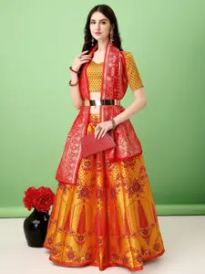 JULEE Ready to Wear Jacquard Lehenga & Unstitched Blouse With Dupatta