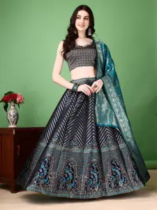 LADY SHOPI Art Silk Jacquard Ready to Wear Lehenga & Unstitched Blouse With Dupatta
