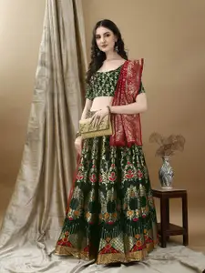 JULEE Ready to Wear Jacquard Lehenga & Unstitched Blouse With Dupatta