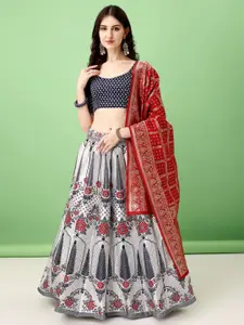 LADY SHOPI Floral Woven Design Ready to Wear Lehenga & Unstitched Blouse With Dupatta