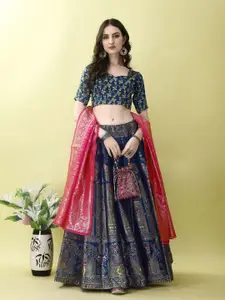 JULEE Ready to Wear Jacquard Lehenga & Unstitched Blouse With Dupatta