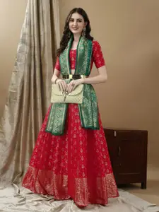 JULEE Ready to Wear Jacquard Lehenga & Unstitched Blouse With Dupatta