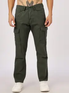 NEVER NEUD Men Relaxed Fit Dyed Bulky Cargos Trousers