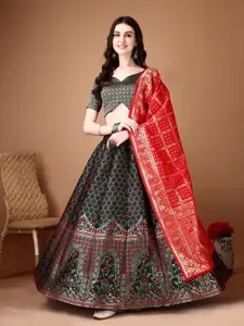 A TO Z CART Woven Design Zari Ready to Wear Lehenga & Unstitched Blouse With Dupatta