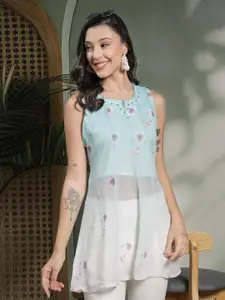 Sangria Floral Embroidered Georgette Top