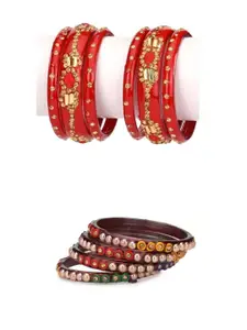 Somil Fashionable Glass Bangles/Kada Set  Combo of 2