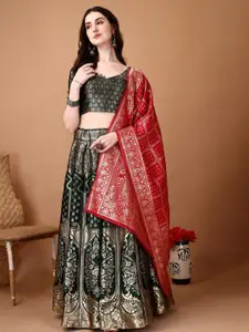 LADY SHOPI Floral Woven Design Ready to Wear Lehenga & Unstitched Blouse With Dupatta