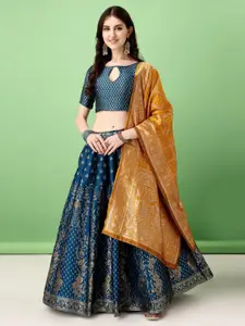 A TO Z CART Woven Design Zari Ready to Wear Lehenga & Unstitched Blouse With Dupatta