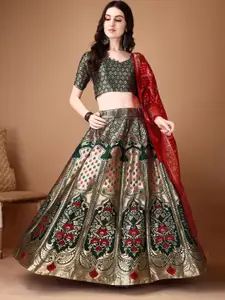 A TO Z CART Woven Design Zari Ready to Wear Lehenga & Unstitched Blouse With Dupatta