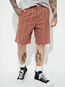 max Men Striped Printed Regular Fit Mid-Rise Shorts