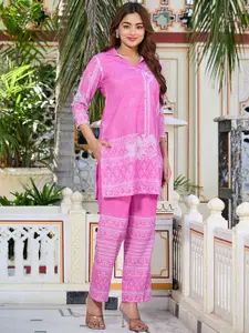 VIBE VISION Printed Top With Trousers Co-Ords